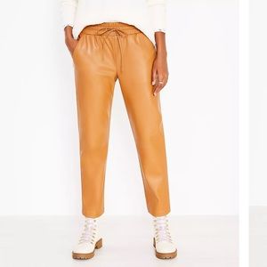 Loft Faux Leather Pull-On Tan Pants
